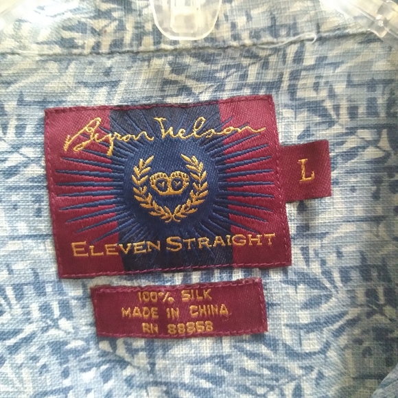Bryon Nelson Shirt Mens Size L Eleventh Straight Silk Short Sleeve Button - Picture 11 of 12